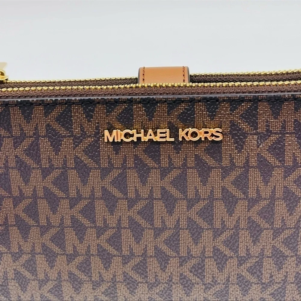 Michael Kors Large Double Zip Wallet Wristlet Brown - Picture 8 of 11